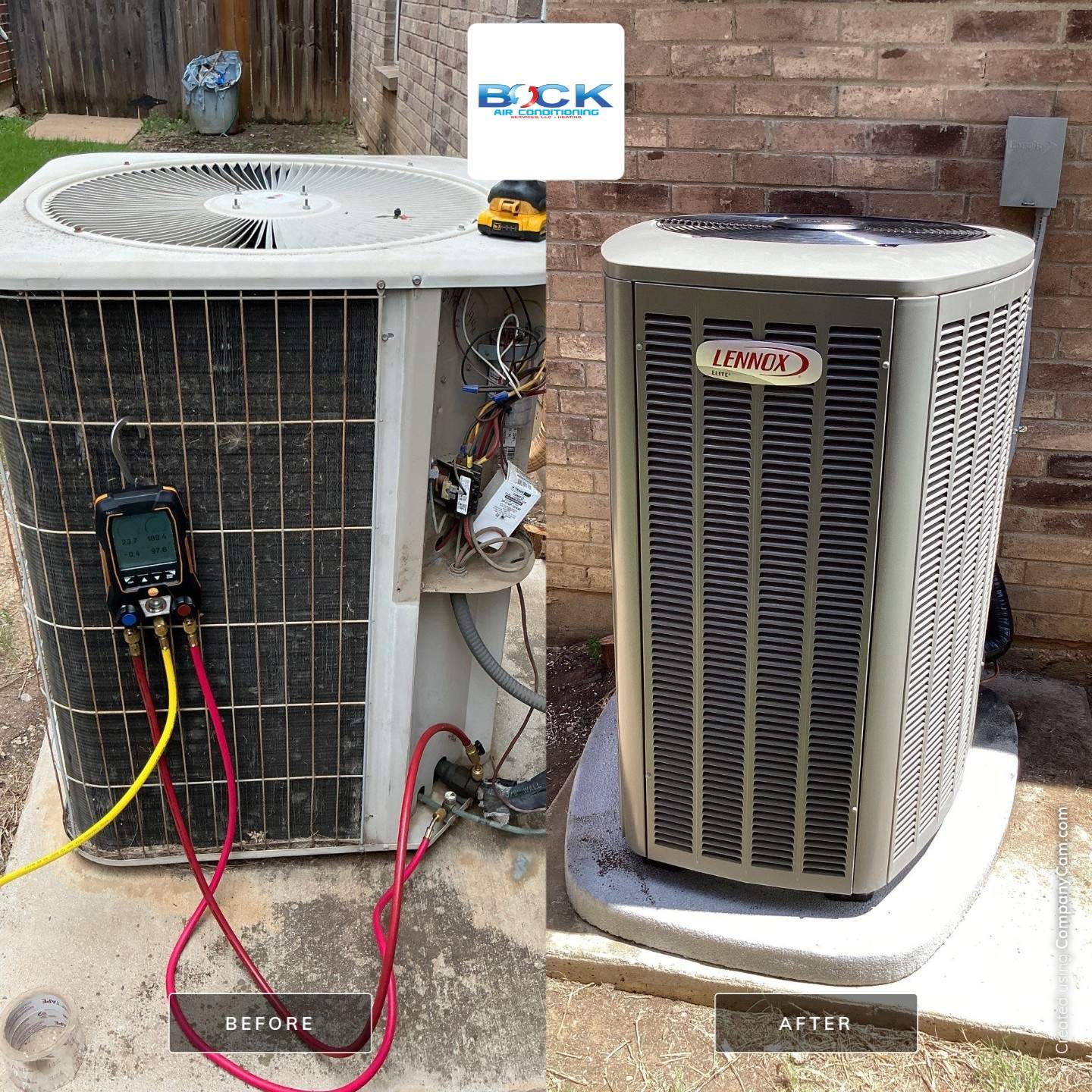 Before and after of condenser.