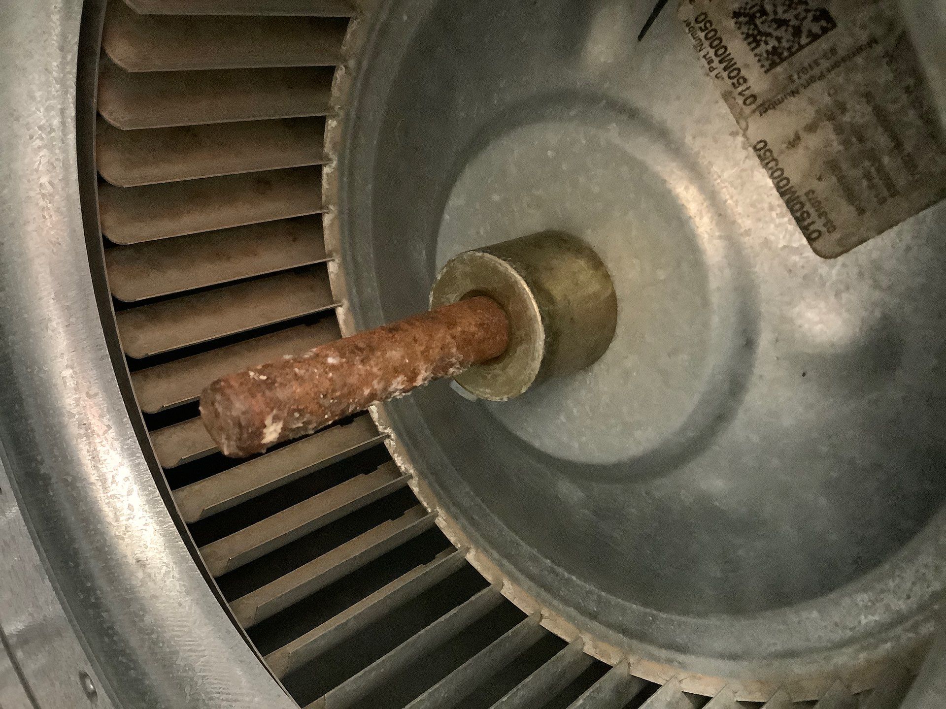 Rust on blower wheel.